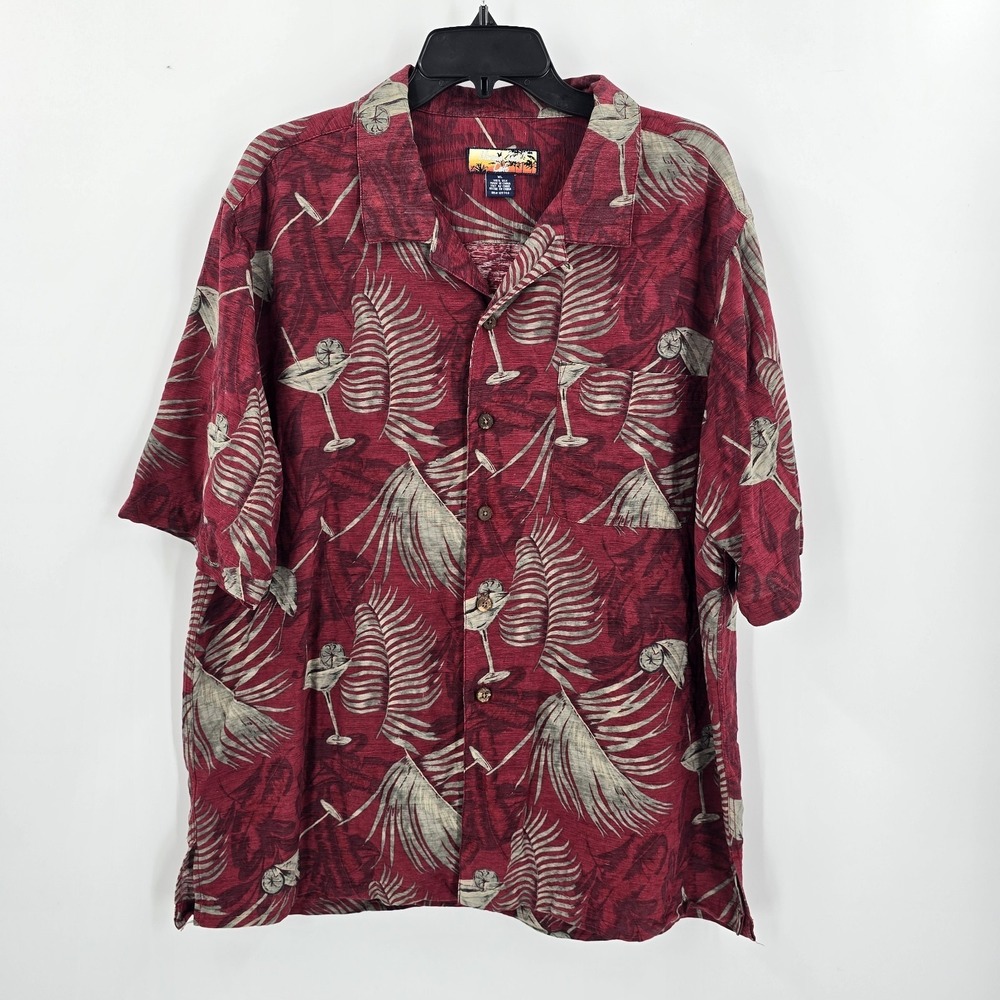Havana Jacks Cafe Shirt Mens XL 100% Silk Floral Hawaiian‎ Margarita